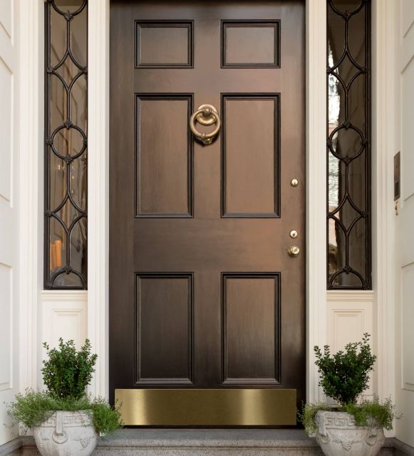 Don-Jo Metal Door Kick Plate 2 Two Pack-Brass Tone 8x28-for 30 Doors-Wood&Metal Mounting-Door Protection-Door Plate-Curb Appeal-Commercial Grade-Interior/Exterior